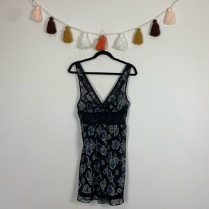 Y2K Victoria’s Secret Black Blue Rose Floral Slip Size Medium